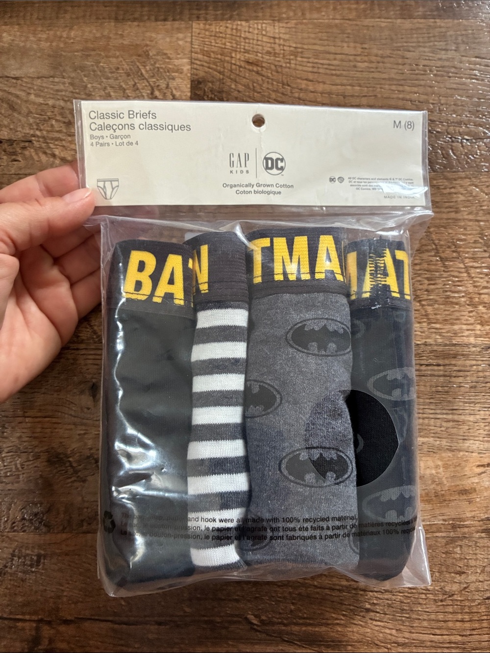 NWT Gap Kids Batman Boys' Classic Briefs - Gray & Black